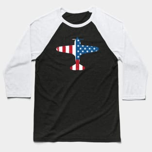 Pilot Airplane American Flag Plane Aviation Baseball T-Shirt